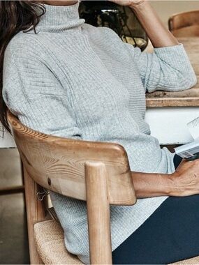 Summersalt Rib Mix Funnel Neck Cashmere Wool Blend Sweater Size S